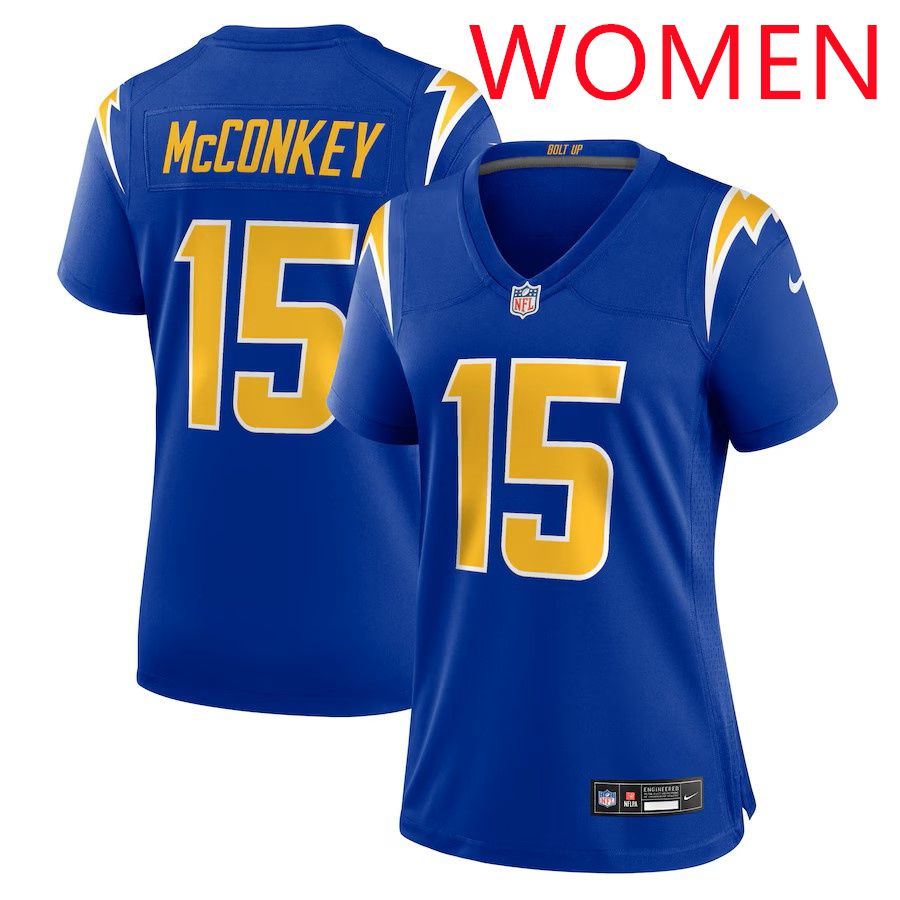 Women Los Angeles Chargers 15 Ladd McConkey 2025 Nike Royal Alternate Game NFL Jersey